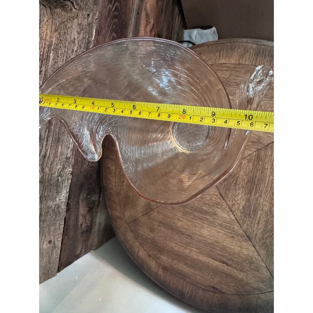 Vintage IMCM Amber Art Glass Handkerchief Vase Hand Blown Sculptural 15